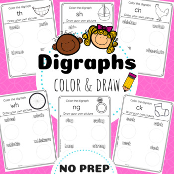 Image for Digraphs Color & Draw Worksheets